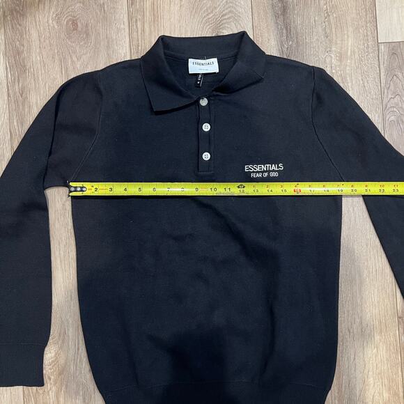 FEAR OF GOD ESSENTIAL Men's Long Sleeves Polo Shirt Size M In Black - Picture 4 of 8